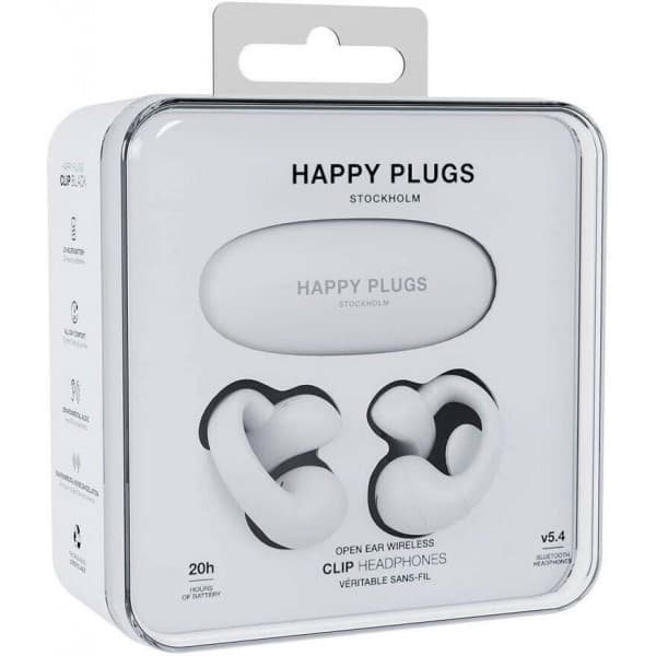 Happy Plugs Clip trådlösa hörlurar, vit