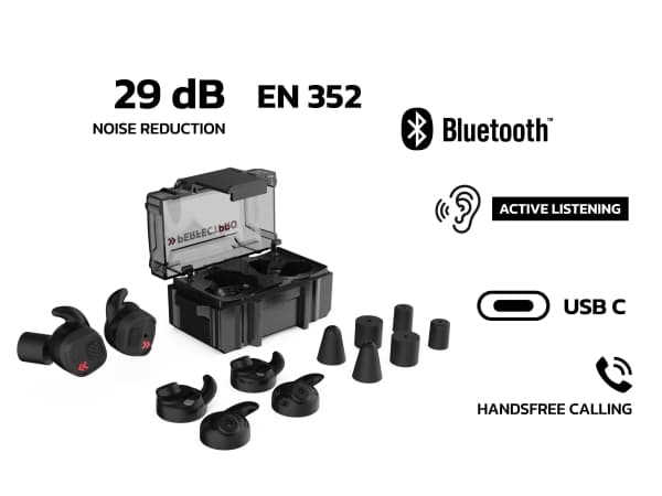 Perfectpro H-10, In-ear, Sort, Rød, 29 dB, IPX5, Trådløs, Batteri
