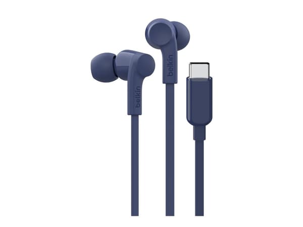 Belkin SoundForm - Ørepropper med mikrofon - i øret - kablet - USB-C - lydisolerende - blå