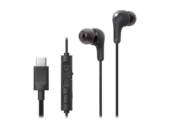 JVC HA-FR9UC - Gumy Connect - hörlurar med mikrofon - inuti örat - kabelansluten - USB-C - svart