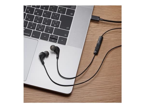 JVC HA-FR9UC - Gumy Connect - hörlurar med mikrofon - inuti örat - kabelansluten - USB-C - svart