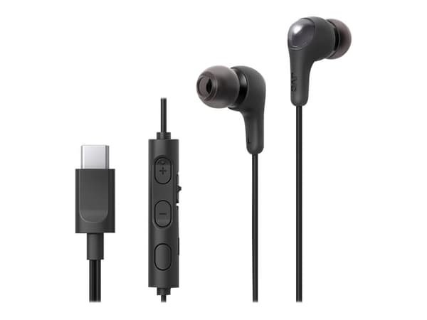 JVC HA-FR9UC - Gumy Connect - hörlurar med mikrofon - inuti örat - kabelansluten - USB-C - svart