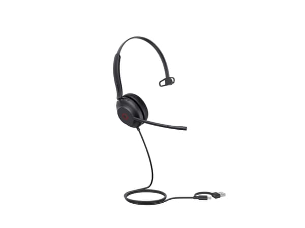 Yealink UH35 Mono - Headset - på örat - kabelansluten - USB-C - svart - Optimerad för UC