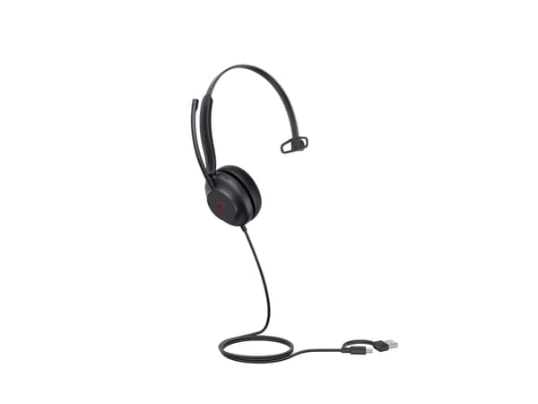Yealink UH35 Mono - Headset - på örat - kabelansluten - USB-C - svart - Optimerad för UC