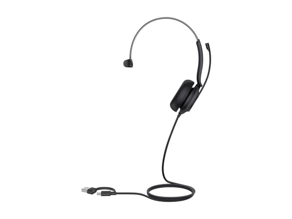 Yealink UH35 Mono - Headset - på örat - kabelansluten - USB-C - svart - Optimerad för UC