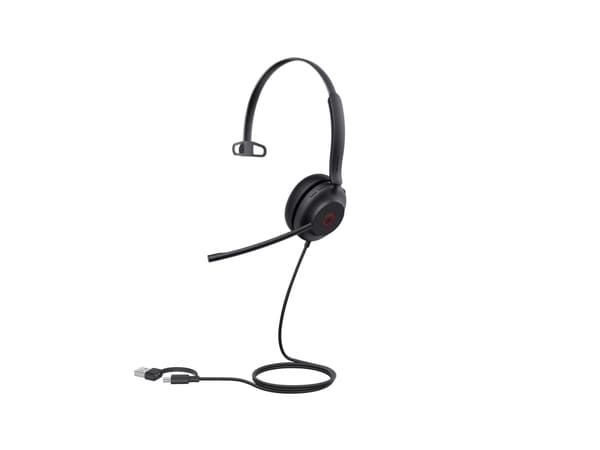 Yealink UH35 Mono - Headset - på örat - kabelansluten - USB-C - svart - Optimerad för UC