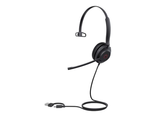 Yealink UH35 Mono - Headset - på örat - kabelansluten - USB-C - svart - Optimerad för UC
