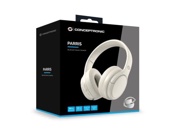 Conceptronic PARRIS03C, Kaapeli ja langaton, Musiikki, 20 - 20000 Hz, 198,5 g, Kuulokkeet, Kermanvärinen