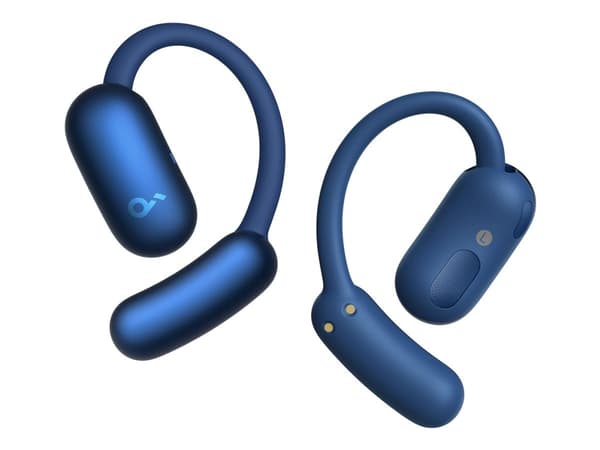 Soundcore AeroFit 2 - True wireless-hörlurar med mikrofon - öppet öra - montering över örat - Bluetooth - blå