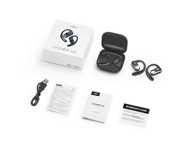 SHOKZ OpenFit Air - True wireless-hörlurar med mikrofon - öppet öra - montering över örat - Bluetooth - svart