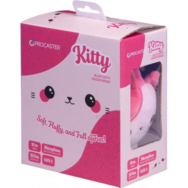 Procaster Kitty Hörlurar Bluetooth, rosa