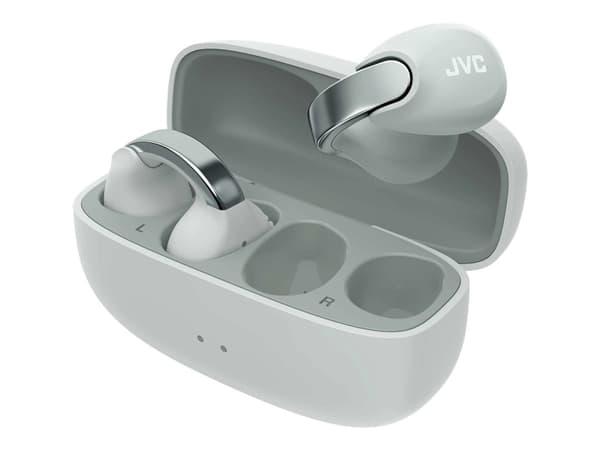 JVC HA-NP1T - True wireless-hodetelefoner med mikrofon - åpent øre - clip-on - Bluetooth - grå