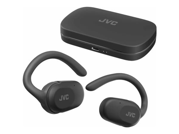 JVC HA-NP40T - True wireless-hodetelefoner med mikrofon - åpent øre - over-øret-montering - Bluetooth - svart