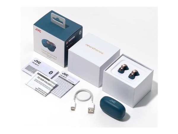 JVC HA-NP1T - True wireless-hörlurar med mikrofon - öppet öra - med öronklämma - Bluetooth - blå
