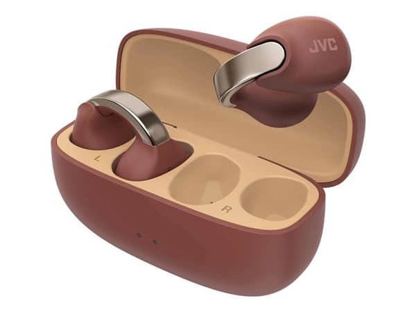 JVC HA-NP1T - True wireless-hodetelefoner med mikrofon - åpent øre - clip-on - Bluetooth - brun