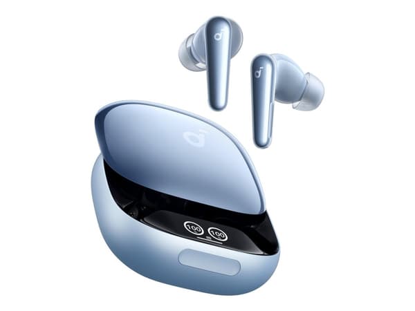 Soundcore Liberty 4 Pro - Langattomat kuulokkeet mikrofonilla - in-ear - Bluetooth - aktiivinen melunvaimennus - kiiltävä vaaleansininen värisävy