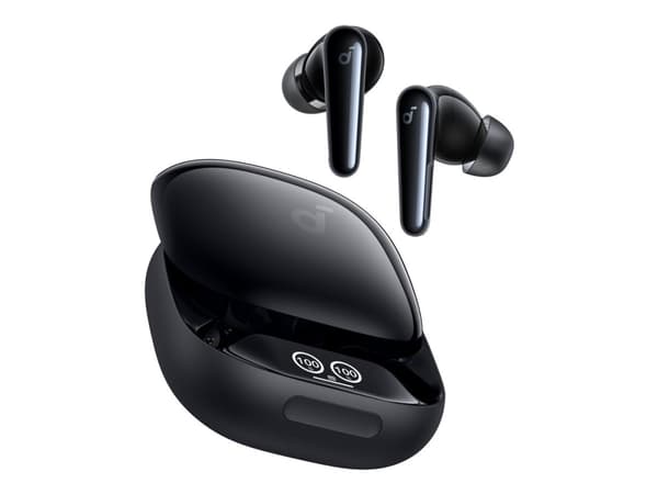 Soundcore Liberty 4 Pro - True wireless-hörlurar med mikrofon - inuti örat - Bluetooth - aktiv brusradering - glänsande ljus svart