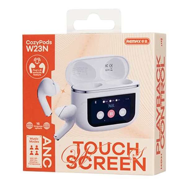REMAX Cozypods True Wireless Earbuds Pekskärm ANC brusreducerande Bluetooth-hörlurar - Vit
