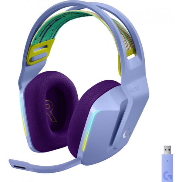 Logitech G733 Lightspeed trådlösa spelhörlurar, lila