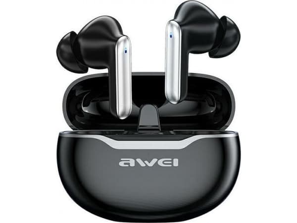 AWEI ausinės Bluetooth 5.3 T50 TWS + doko stotelė juoda|juodas