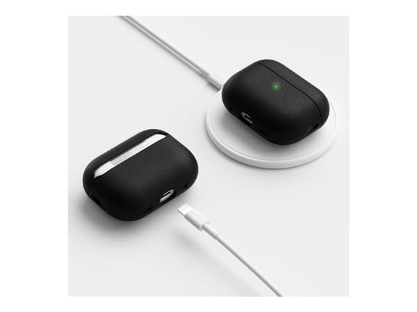 KeyBudz PodSkinz Artisan Series - langaton kuulokkeiden latauskotelo - huippunahkainen italialainen nahka - musta - Apple AirPods Pro -puhelimille (2
