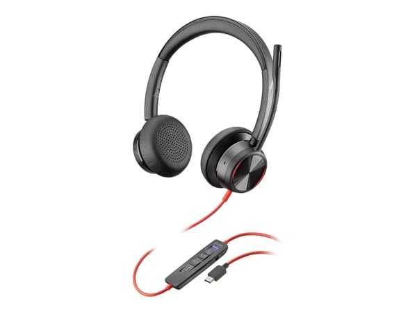 Poly Blackwire 8225-M - Blackwire 8200 series - headset - på örat - kabelansluten - aktiv brusradering - USB-C - svart - Certifierad för Microsoft-te