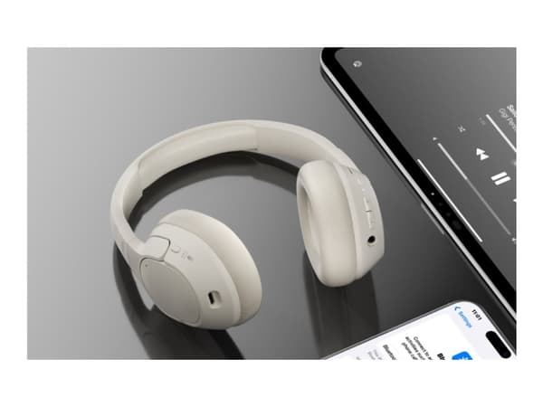 Belkin SoundForm Isolate - Hörlurar med mikrofon - fullstorlek - Bluetooth - trådlös, kabelansluten - aktiv brusradering - USB-C, 3,5 mm kontakt - lj