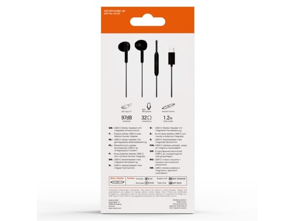 Vivanco 64120, Kabel, Samtal/musik, Headset, Svart