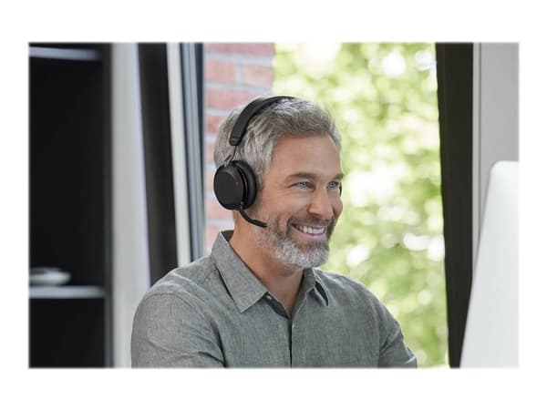 Jabra Evolve2 75 - Kuulokkeet - on-ear - Bluetooth - langaton - aktiivinen melunvaimennus - USB-C - melua eristävä - musta - optimoitu UC:lle