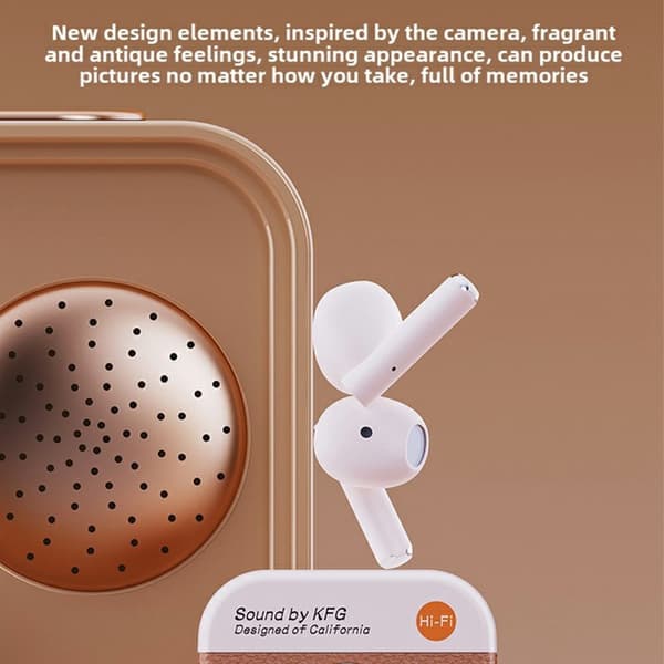 Retro Kameradesign Bluetooth hörlurar Brusreducering In-Ear Hörlurar - Vit