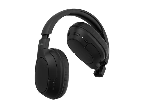 Belkin SoundForm Surround - Kuulokkeet mikrofonilla. - täysikokoinen - Bluetooth - langaton, langallinen - USB-C, 3,5 mm jakki - musta