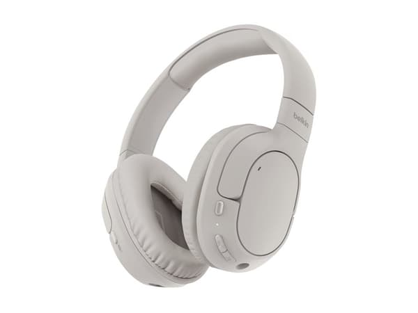 Belkin SoundForm Surround - Kuulokkeet mikrofonilla. - täysikokoinen - Bluetooth - langaton, langallinen - USB-C, 3,5 mm jakki - hiekka