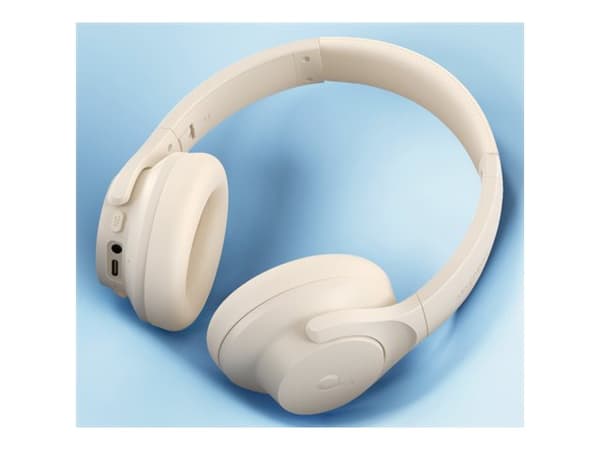 Soundcore Q20i - Hodetelefoner med mikrofon - full størrelse - Bluetooth - trådløs, kablet - aktiv støydemping - 3,5 mm jakk - hvit