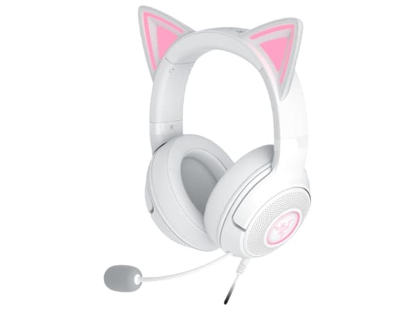 Razer Kraken Kitty V2 langalliset RGB-kuulokkeet kissankorvilla, valkoinen