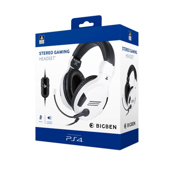 Pelikuulokkeet mikrofonilla Big Ben Interactive PS4OFHEADSETV3WHITE Valkoinen Musta/valkoinen