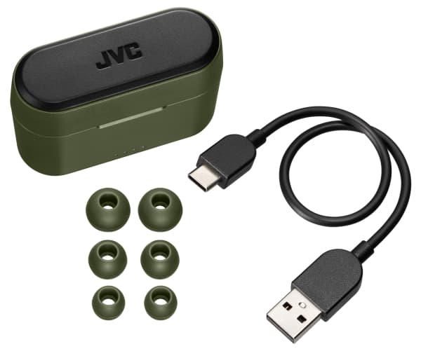 JVC HA-A9T - True wireless-hörlurar med mikrofon - inuti örat - Bluetooth - olivgrön, svart