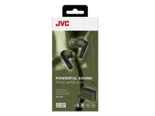 JVC HA-A9T - True wireless-hörlurar med mikrofon - inuti örat - Bluetooth - olivgrön, svart