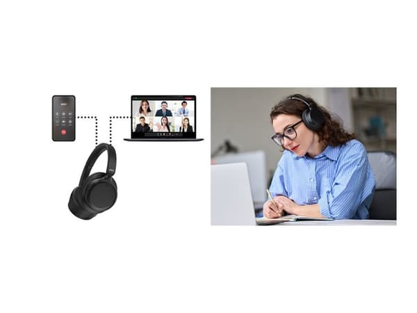 JVC HA-S75N - Hörlurar med mikrofon - fullstorlek - Bluetooth - trådlös - aktiv brusradering - ljudisolerande - svart