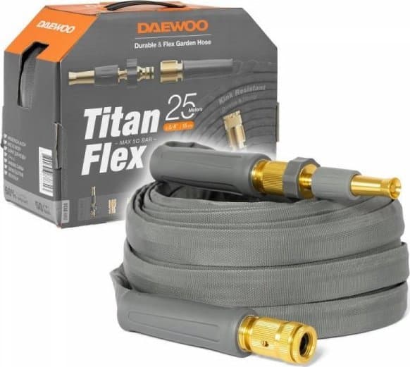 Daewoo DWH9124 trädgårdsslang 25 m Metall, Polyvinylklorid (PVC), Textil Grå