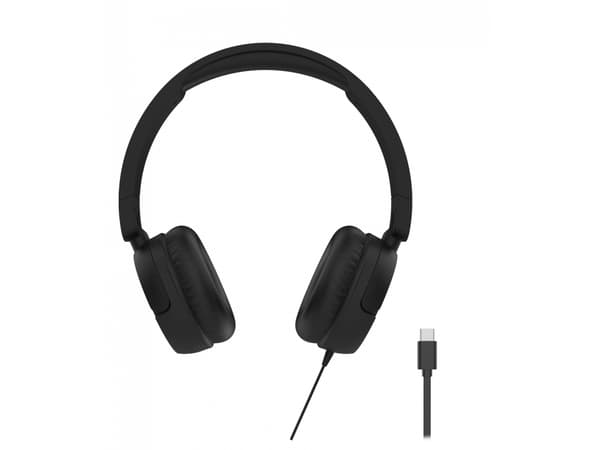 USB-C STREETZ C100 kuulokkeet, kokoontaitettavat, USB-C, musta / C100-BLK / 6612102