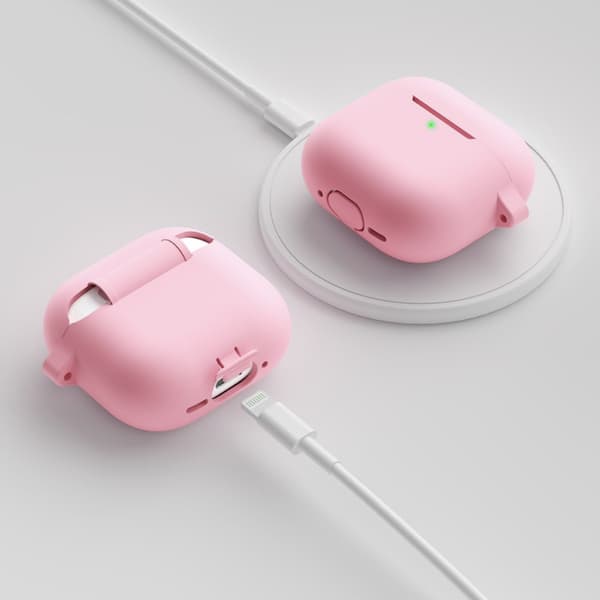 KeyBudz Elevate-sarjan suojus ja avaimenperä Airpods 4. sukupolvelle - vaaleanpunainen