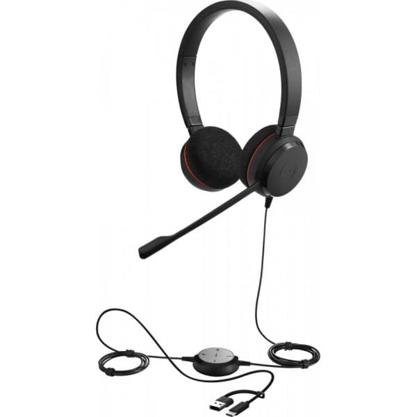 Jabra Evolve 30 II headset med mikrofon, stereo, MS, USB-C/USB-A