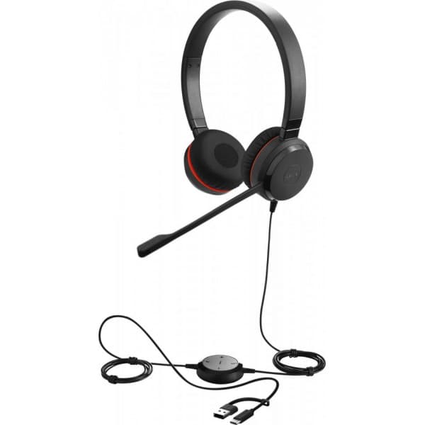 Jabra Evolve 30 II headset med mikrofon, stereo, MS, USB-C/USB-A