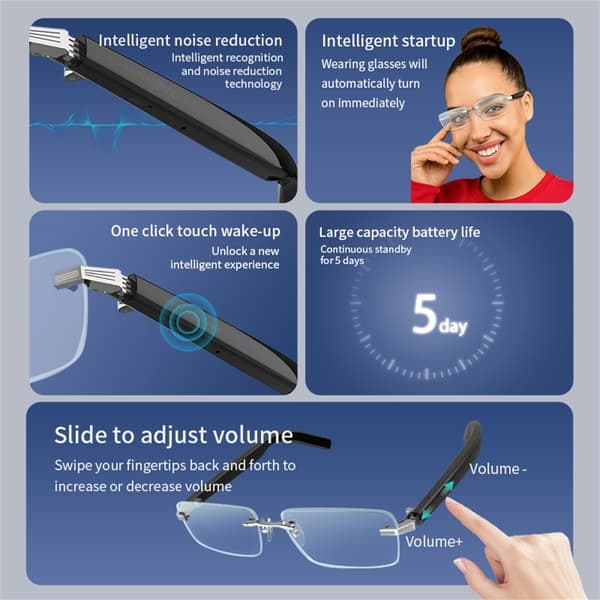 Trådløs Musik Bluetooth 5.3 Smart Glasses Mikrofon Højttaler Cykling Løb