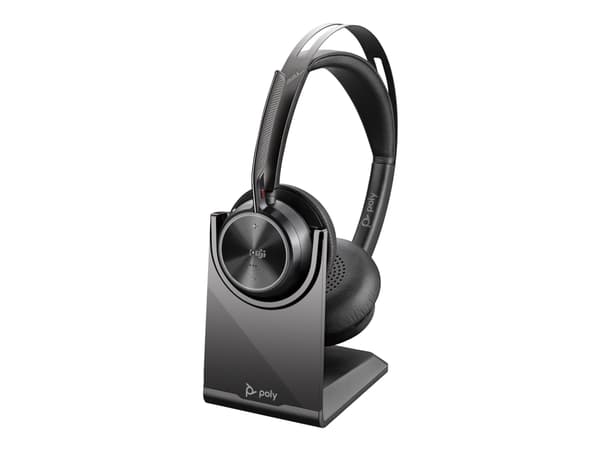 Poly Voyager Focus 2-M - Headset - på örat - Bluetooth - trådlös - aktiv brusradering - USB-C via Bluetooth-adapter - svart - Certifierad för Microso
