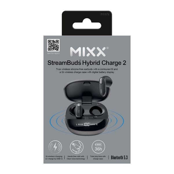 MIXX Høretelefoner Hybrid Charge 2 In-Ear Tws Qi Trådløs Sort