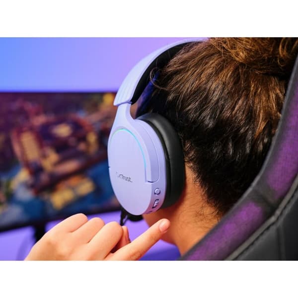 Gaming headset med mikrofon Trust 25305 Sort Multifarvet Lilla