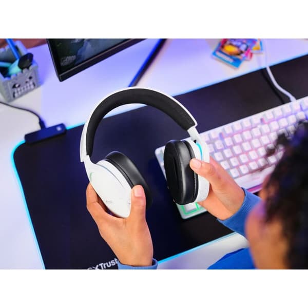 Gaming headset med mikrofon Trust 25304 Hvid Sort Multifarvet