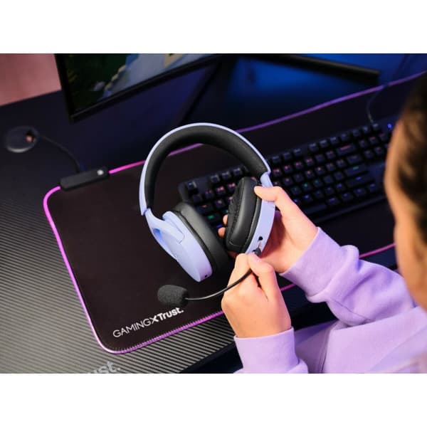 Gaming headset med mikrofon Trust 25305 Sort Multifarvet Lilla