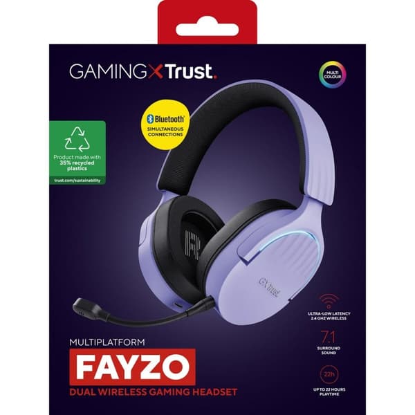 Gaming headset med mikrofon Trust 25305 Sort Multifarvet Lilla